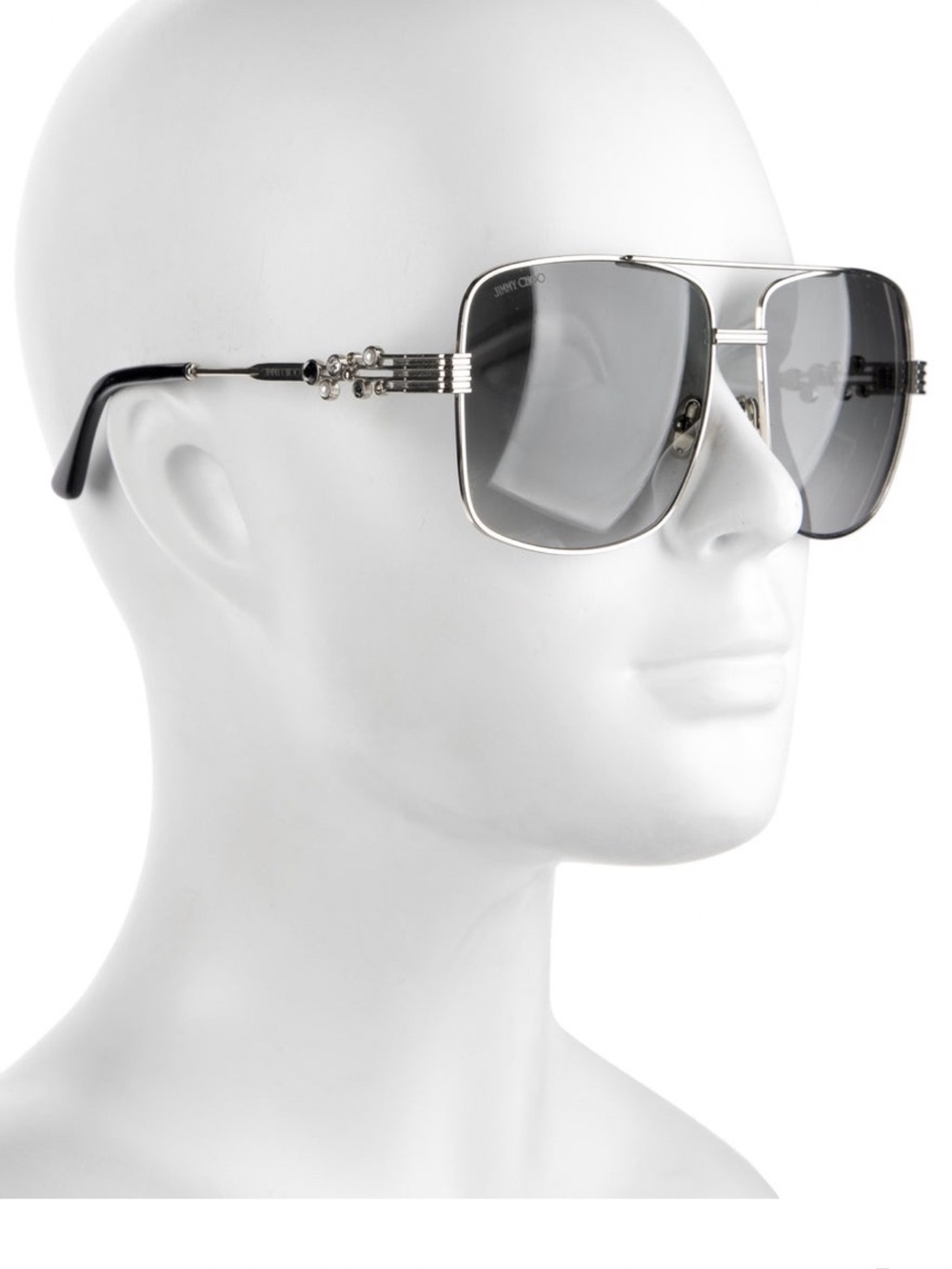 Jimmy Choo Oversized Silver Sunglasses with Gray Lenses